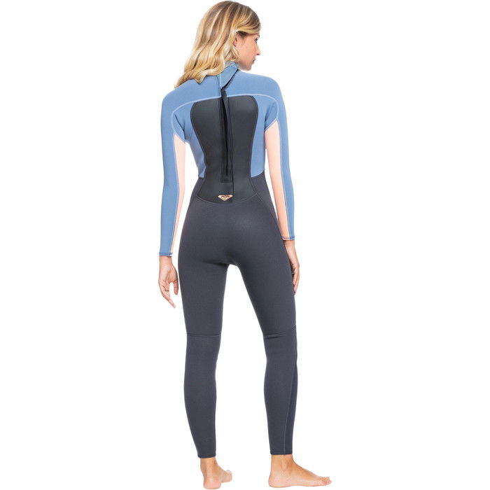 2024 Roxy Womens Prologue 4/3mm Back Zip Wetsuit ERJW103072 - Cloud Black / Powdered Grey / Sun Glow